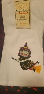 Johanna Parker Halloween Kitchen Towels Set Witch And Stars